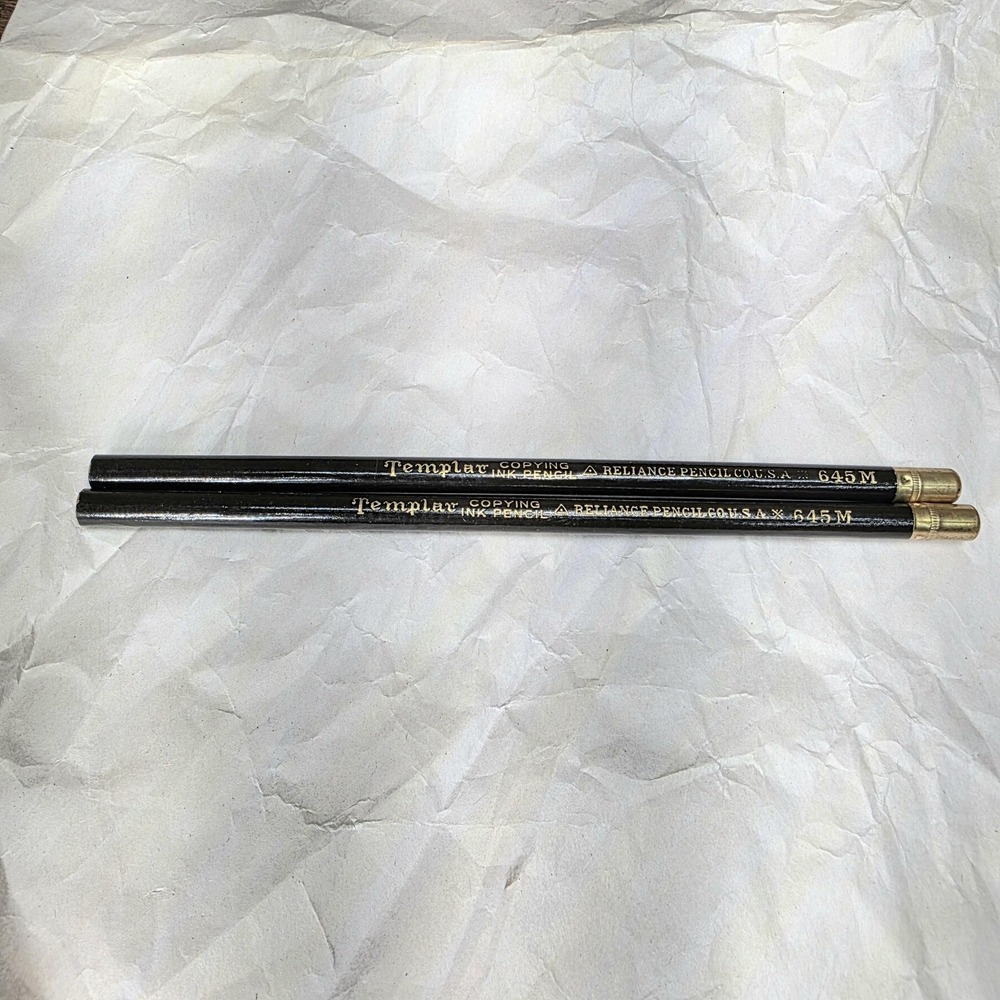 Vintage Templar Copying Ink Pencils 645M Reliance Pencil Co USA Black Set of 2